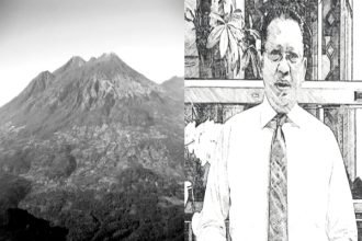 Ilustrasi (kolase) Gunung Arjuno dan Ketua MPR RI Bambang Soesatyo "Bamsoet". (dok. mediapesan)