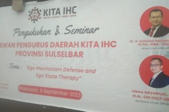 Dewan Pengurus Daerah Kompeten Integritas Tangguh Amanah Indonesia Hipnotis Center (DPD KITA IHC) Provinsi Sulselbar menggelar pengukuhan dan seminar di Rujab Walikota Makassar, (8/9/2023).