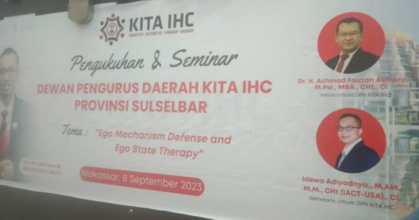 Dewan Pengurus Daerah Kompeten Integritas Tangguh Amanah Indonesia Hipnotis Center (DPD KITA IHC) Provinsi Sulselbar menggelar pengukuhan dan seminar di Rujab Walikota Makassar, (8/9/2023).