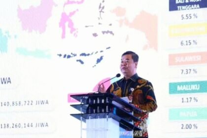 Dirjen Dukcapil Teguh Setyabudi saat mewakili Mendagri Tito Karnavian dalam Rakornas Kolaborasi Implementasi SPBE Nasional yang diselenggarakan Kementerian Komunikasi dan Informasi. (Foto-foto: Dukcapil/Lukman)