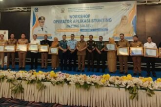 Workshop Operator Aplikasi Stunting “Inzting Sulsel” di Hotel Horison, Kota Makassar, Senin (16/10/2023).