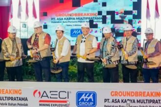 Ground breaking pembangunan pabrik bahan peledak PT Asa Karya Multipratama di Kutai Kartanegara Kalimantan Timur, (7/10/2023).