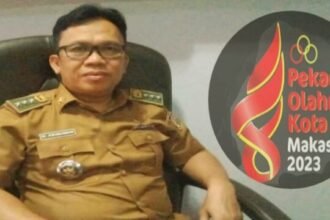 Kolase: Camat Rappocini M. Aminuddin dan logo Porkot Makassar 2023, Selasa (24/10/2023).