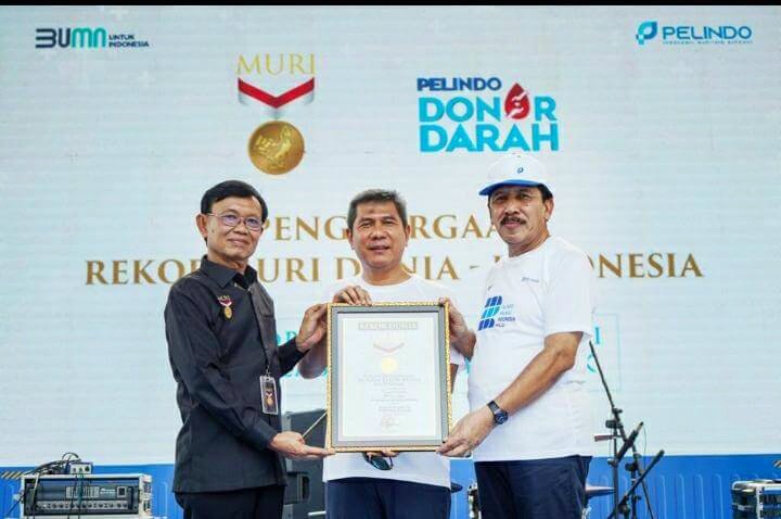 Peringatan Hari Pelindo 2023 semakin lengkap dengan raihan Rekor MURI “Donor Darah di Pelabuhan Terbanyak” di Medan, (1/10/2023).