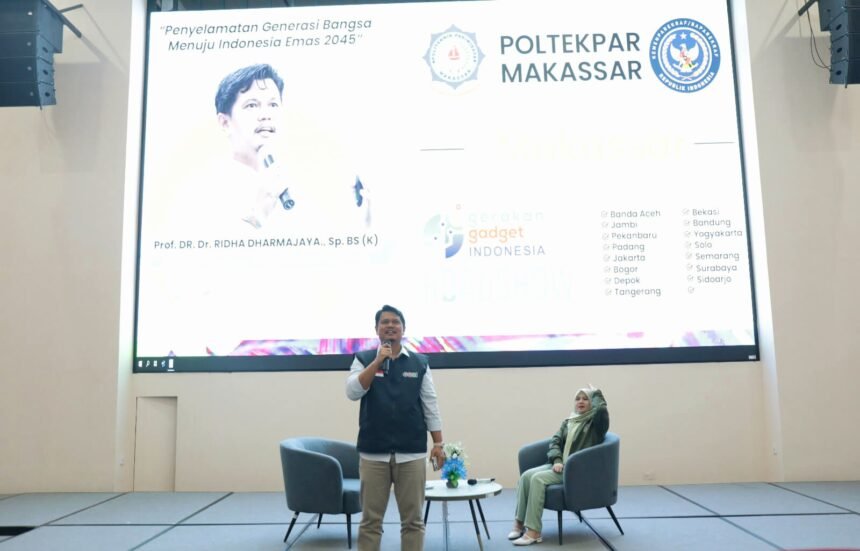 Gerakan Gadget Sehat Indonesia hadir di Kampus Politeknik Pariwisata (Poltekpar) Makassar, Jumat 10 November 2023.