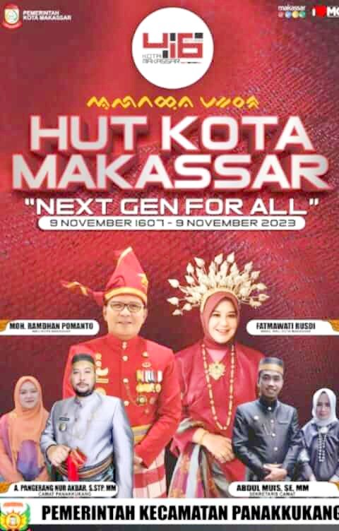 Hari Ulang Tahun (HUT) ke-416 Kota Makassar mengusung tema "The Next Gen For All."