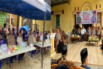 Kasubdit Bhabinkamtibmas beserta perwakilan PJU Polda Sulsel mewakili Kapolda Sulsel terima aspirasi warga dalam kegiatan Jumat Curhat di wilayah Simbang Kabupaten Maros, (17/11/2023).