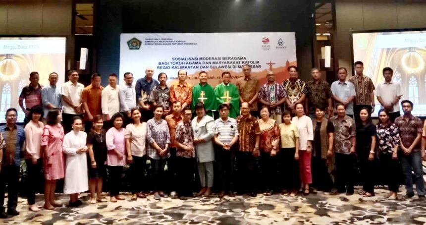 Direktorat Jenderal Bimbingan Masyarakat Katolik Kementerian Agama Republik Indonesia menggelar sosialisasi moderasi beragama bagi tokoh agama dan masyarakat Katolik regio Kalimantan dan Sulawesi di Makassar, (18-20/11/2023) di The Rinra Hotel Makassar. 