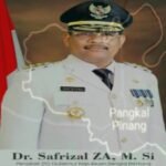 Penjabat (Pj) Gubernur Kepulauan Bangka Belitung (Babel) Dr. Safrizal ZA dan kolase map peta Pangkalpinang.