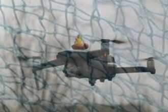Ilustrasi jaring jebakan drone. (Ist.)