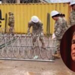 Pengerjaan kawat berduri untuk perbatasan Texas dan Meksiko. Kolase Gubernur Texas, Greg Abbott. (Ist.)