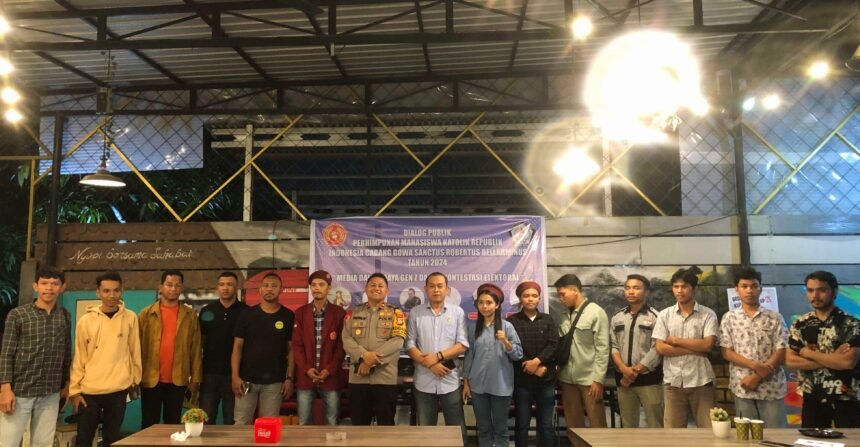 PMKRI Cabang Gowa Sanctus Robertus Bellarminus menggelar dialog publik dengan mengusung tema "Media dan Budaya Gen Z dalam Kontestasi Elektoral" di Warkop.