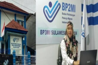 Kolase: Kepala Balai Pelayanan Pelindungan Pekerja Migran Indonesia Sulawesi Selatan, Suratmi Hamida dan Kantor BP3MI Sulsel.
