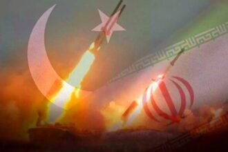 Ilustrasi aksi rudal kedua negara Iran dan Pakistan. (HO/@HasnatPakistani)