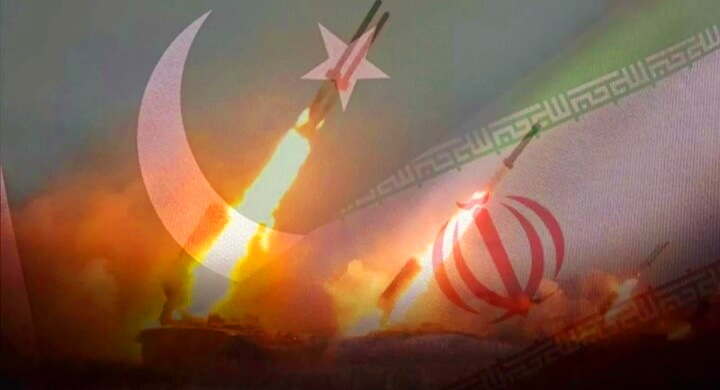 Ilustrasi aksi rudal kedua negara Iran dan Pakistan. (HO/@HasnatPakistani)