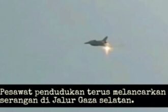 Pesawat militer menyerang wilayah Gaza Selatan. (@nsahamid/Ist.)