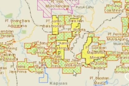 Ilustrasi peta digital wilayah konsesi tambang di Indonesia. (Ist.)