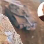 Tank Merkavah Zionis jadi target R.P.G. Al-Yassin-105 Brigade Qassam di Khan Yunis. Kolase: Pakar militer terkemuka, Fayez Al-Duwairi. (qassammedia)