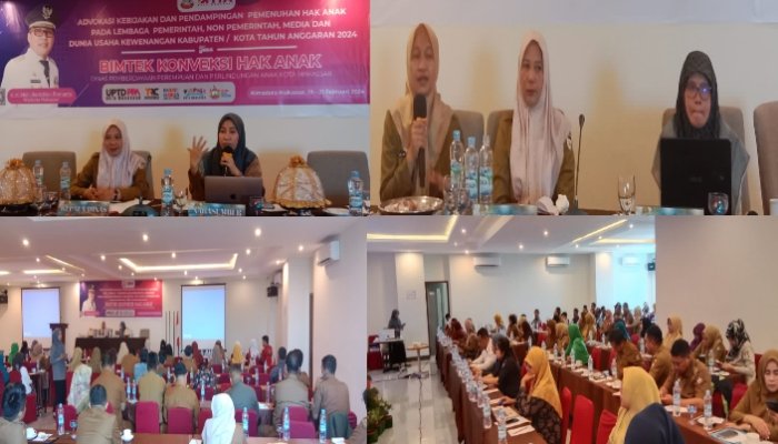 Dinas Pemberdayaan Perempuan dan Perlindungan Anak (DP3A) Kota Makassar telah menggelar Bimbingan Teknis (Bimtek) tentang Konvensi Hak Anak di salahsatu hotel Makassar, Senin (19/2/2024).