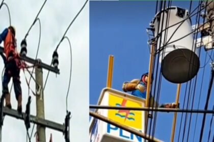 Kolase pelayanan perbaikan jaringan listrik PLN. (Ist.)