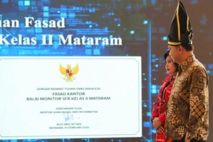 Gedung Unit Pelaksana Teknis (UPT) Balai/Loka Monitor Spektrum Frekuensi Radio Kominfo diresmikan oleh Menteri Komunikasi dan Informatika Republik Indonesia, Budi Arie Setiadi, (1/2/2024).