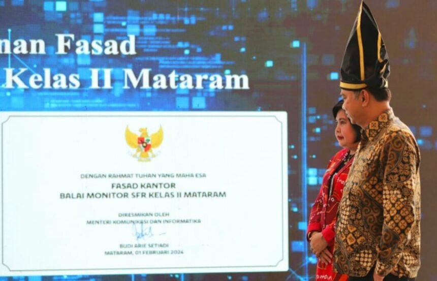 Gedung Unit Pelaksana Teknis (UPT) Balai/Loka Monitor Spektrum Frekuensi Radio Kominfo diresmikan oleh Menteri Komunikasi dan Informatika Republik Indonesia, Budi Arie Setiadi, (1/2/2024).