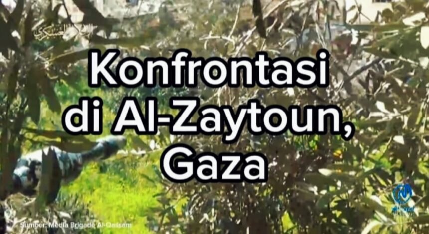 Brigade Al-Qassam menahan serangan pasukan musuh yang menembus lingkungan Al-Zaytoun di timur Kota Gaza. (qudsnews (24/2/2024)/ho)