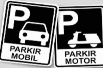 Ilustrasi stiker parkir mobil dan motor. (ist.)