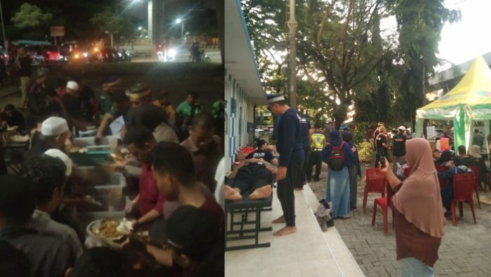 Acara berbagi takjil dan buka bersama gratis di sekitar Flyover Makassar, (23/3/2024).