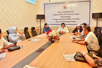 Persiapan untuk Porwanas 2024: SIWO PWI Sulsel menggelar rapat koordinasi, pada Jum'at Sore lalu (29/3/2024). (Foto: JW/HO)