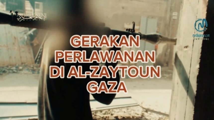 Brigade Al-Qassam menghadapi pasukan pendudukan yang menembus lingkungan Al-Zaytoun, sebelah timur Kota Gaza.