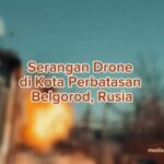 Sebuah drone Ukraina menabrak gedung toko di kota Belgorod, (12/3/2024). (geopolitics live/ho)