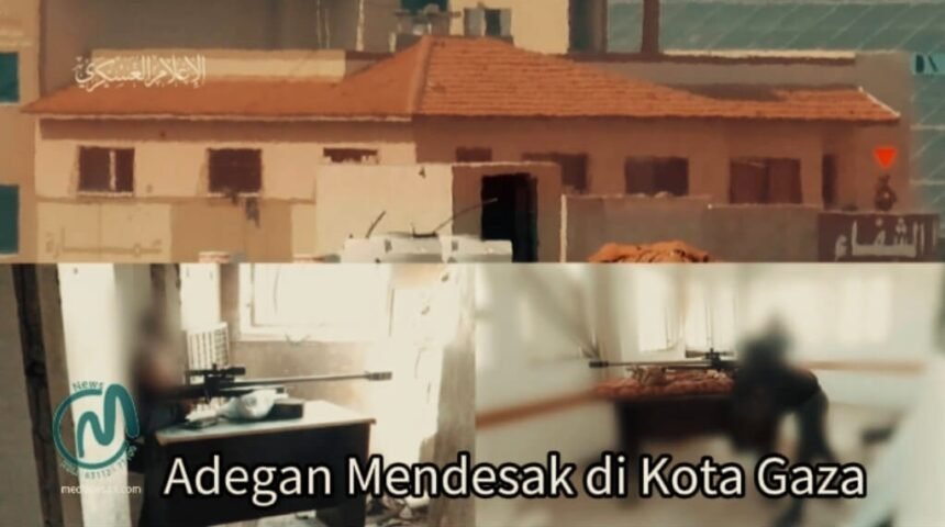 Pejuang dari Brigade Al-Qassam menghadapi pasukan pendudukan yang menembus sekitar kompleks Shifa di Kota Gaza, (26/3/2024). (qassammedianet/qudsnews/ho)