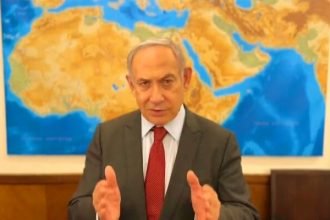Perdana Menteri Israel Benjamin Netanyahu mengungkapkan dalam pesan videonya akan melancarkan operasi darat besar-besaran di Rafah, (9/4/2024). (Megatron_ron/HO)
