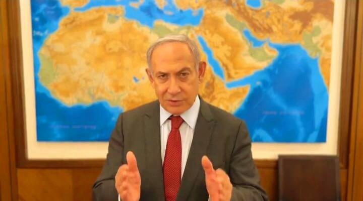 Perdana Menteri Israel Benjamin Netanyahu mengungkapkan dalam pesan videonya akan melancarkan operasi darat besar-besaran di Rafah, (9/4/2024). (Megatron_ron/HO)