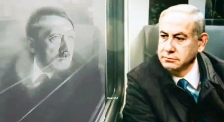 Ilustrasi: Perdana Menteri Israel, Benjamin Netanyahu (kanan), dinilai melakukan kejahatan yang melebihi kekejaman Adolf Hitler (kiri). (palestinepost/ho)