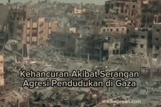 Kerusakan besar telah melanda wilayah sekitar Kompleks Medis Al-Shifa di Gaza. (qudsnews/ho/mediapesan.com)