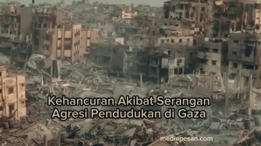 Kerusakan besar telah melanda wilayah sekitar Kompleks Medis Al-Shifa di Gaza. (qudsnews/ho/mediapesan.com)