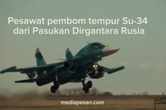 Pesawat Pembom Rusia Su-34 meluncurkan serangan tepat sasaran, Kamis (25/4/2024). (military wave/ho)