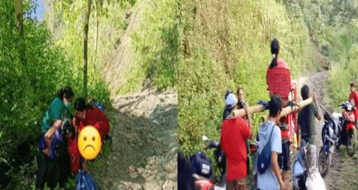 Seorang ibu hamil harus melahirkan di jalan setelah terjebak dalam situasi sulit yang disebabkan oleh longsor di Kecamatan Simbuang, Kabupaten Tana Toraja, Sulawesi Selatan, Mei 2024.