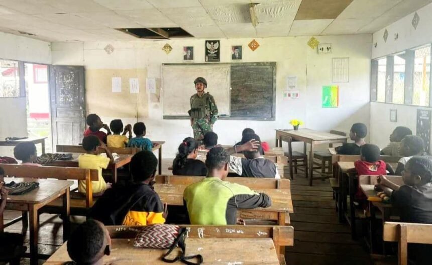 Satgas Buaya Putih peduli pendidikan di pedalaman Papua, (31/5/2024).