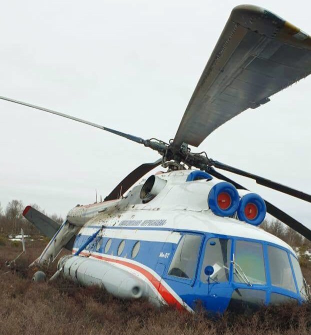 Kecelakaan helikopter Mi-8 di Murmansk, Rusia, (28/5/2024). (rtnews/ho)