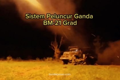 Sistem peluncur ganda BM-21 Grad menyerang area di arah Seversk, Mei 2024. (military wave/ho)