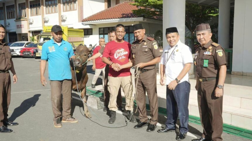 Penyembelihan hewan qurban 1445 H di Kantor Kejati Sulsel, Rabu lalu (17/6/2024).