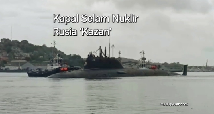 Kapal selam nuklir Rusia 'Kazan' tiba di pelabuhan Havana pada hari Selasa lalu (11/6/2024).