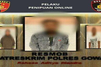 Tiga pelaku penipuan online.