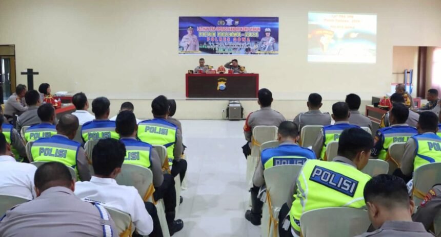 Polres Gowa menggelar latihan pra operasi Patuh Pallawa 2024: Tertib lalu lintas untuk Indonesia Emas, (15/7/2024).