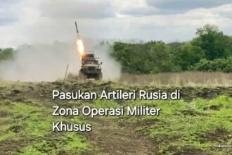 Pasukan artileri Rusia di zona 0perasi militer khusus, (1/7/2024). (Dok. Russian Ministry of Defense/HO)
