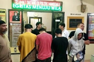 Polsek Manggala mengamankan 4 pelaku penyerangan dan pengrusakan di Kelurahan Biring Romang, (3/8/2024).