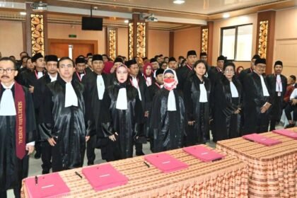 Ruang sidang Pengadilan Tinggi Banten, Kota Serang, Provinsi Banten, (7/8/2024).